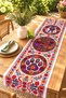 Hippie Embroidered Flowers and Dog Pattern Runner / Tablecloth / Placemat