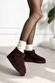 Mayge Brown Suede Fur Lined Thick Sole Ankle Boots - 3