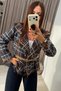 Belted Tweed Jacket Dark Blue - 5