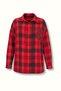 Single Pocket Oversize Red Plaid Shirt