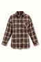 Stone Detailed Brown Plaid Shirt