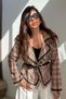 Belted Tweed Jacket Brown - 2