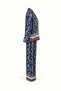 Navy blue satin set with shawl pattern - 3