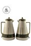 2-Piece Tea & Coffee Flask Set, 1L + 1L, White, Grey & Gold