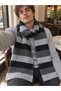 Retro Striped Oversize Knitwear Scarf Unisex Gray - 4