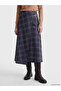 I Buckle Detailed Checkered Embroidered Asymmetrical Skirt from Freezen Store - 2