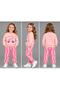Girl's 3 Yarns Raster Printed Sweatshirt and Wavy Striped Sweatpants Set – 2 Pieces 0910-Pu - 3
