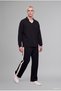 Barrel Fit Low Waist Side Striped Flexible Band Ankle Length Long Sweatpants H9881Ax26Wn