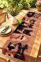 Coffee Tone Cat and Dog Patterned Runner/Tablecloth/American Service Mat