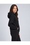 Women's Black Hooded Basic Slim Fit Sweatshirt with Pockets - 4
