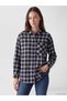 Esvab • Modern & Distinctive Checkered Embroidered Loose Fit Women's Lumberjack Shirt Tunic