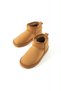 Lora Tan Suede Short Boots with Fur Inside and Thin Sole - 5