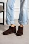 Lora Brown Suede Short Boots with Fur Inside and Thin Sole - 2