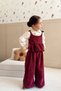 Velvet 3-Piece Set Shirt Blouse Trousers Burgundy