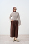 Women's Adjustable Waist Pleated Detail Trousers Brown - 5