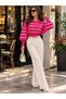 Striped Balloon Sleeve Knitwear Cardigan