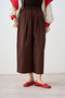 Women's Adjustable Waist Pleated Detail Trousers Brown - 2