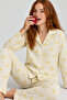 Women's Striped Bowknot Patterned Yellow Long Sleeve Pajama Set 4796 - 3