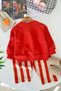 Cute Dog Printed Sweatshirt Striped Wide Leg Pants Girls' 2-Piece Set - Red - 2