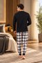 Men's Premium Cotton Comfortable Fit Plaid Long Sleeve Pajama Set - 5