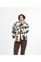 Women's Winter Green Hooded Patterned Plush Fleece Jacket with Zipper Pockets Unlined 4040 - 7