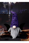 Halloween Rudolph Faceless Gnome Doll with Bat Wings & Purple Polka Dot Knit Hat, Nordic Dwarf Figurine, Table Window Entryway Decor, Spooky Cute Halloween Home Ornament - 3