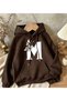 Letter m Printed Cotton 3 Thread Threaded Oversize Sweatshirt