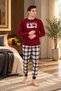 Men's Premium Cotton Comfortable Fit Plaid Long Sleeve Pajama Set - 4