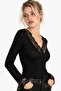 Lace Detailed Long Sleeve V-Neck Bluz - 2