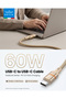 60W Type-C to Type-C Fast Charging Cable 3M,PD 3.0 3A with E-Marker Chip | Supports iPhone 17/16/15 & Samsung, 480Mbps - Champange Gold - 3