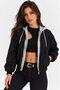 Women's Hooded Double Zipper San Francisco Printed Bomber Jacket - 3