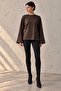 Women's Tok Textured Combed Cotton Basic Blouse Loose Sleeves Crew Neck My7204