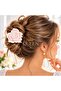 Imported Luxury Brand 3D Camellia Rose Flowered Strong Bone Clasp Buckle Pink Cream 6cm Large Size