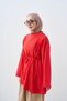 Women's Asymmetrical Cut Lace Garnished Tunic Red - 4