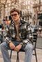 Men's Zippered Hooded Plaid Khaki Lumberjack Shirt - 3