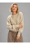 Women's Soft Textured Crew Neck Crop Knitwear Cardigan 8760 - 3