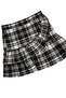 Girl's Gray Plaid Ruffled Soft Textured Cotton Skirt - Plaid Patterned Skirt - 6