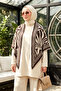 Women's Zebra Patterned Triangle Shawl 1309 Bitter Brown