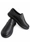 Men's Black Faux Leather Laceless Loafer Shoes – Textured Surface, Thick Sole with Stitching Detail - 7