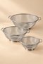 Riva 3-Piece Steel Strainer Set – Double-Handled, Footed Fine Wire Mesh Kitchen Strainer, 20 / 22 / 24 cm