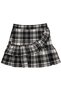 Girl's Gray Plaid Ruffled Soft Textured Cotton Skirt - Plaid Patterned Skirt - 5