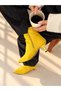 Vienna Yellow Suede Pointed Toe 5 cm Thin Heel Women's Boots Botti̇e