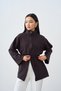 Women's Waist-Tie Zippered Jacket Navy Blue - 2