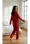 Women's Red Bow-Knot Heart Pattern Soft Winter Pajamas Set - 8