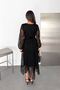 Women's Black Glittery Patterned Double-Breasted Lapel Draped Detailed Midi Asymmetric Dress Nbk5037 - 5