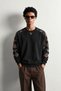 Men's Oversize Crew Neck Sweatshirt with Ethnic Pattern