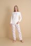 Mirano 3104 Waffle Soft Fabric Heart Bow Winter Home Women's Pajama Set - 3