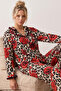 Leopard Patterned Wrinkled Buttoned Ruffle Pajama Set 26223941-8
