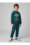 Nevavm Farkıyla Lcw Kids Green 3 Thread Printed Loose & Baggy Boys' Tracksuit Set
