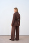 Women's Skirt with Stitching Detail, Waist Tie, Shirt Collar, Trouser Suit, Brown - 5